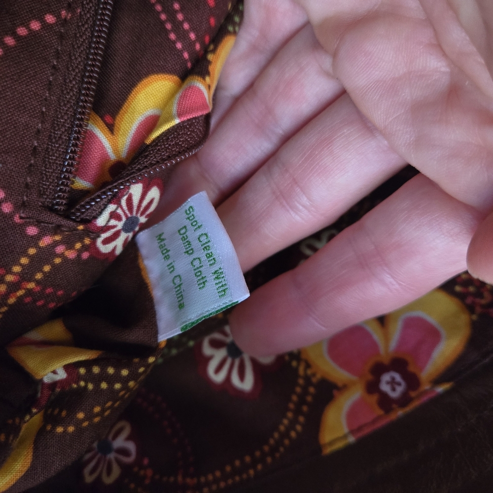 Vera Bradley warm pink & brown 70s florals mini tote bag - Picture 8 of 13